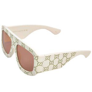 Gucci GG0983S 001 White Mask Sunglasses With Brown Lenses UV Protection
